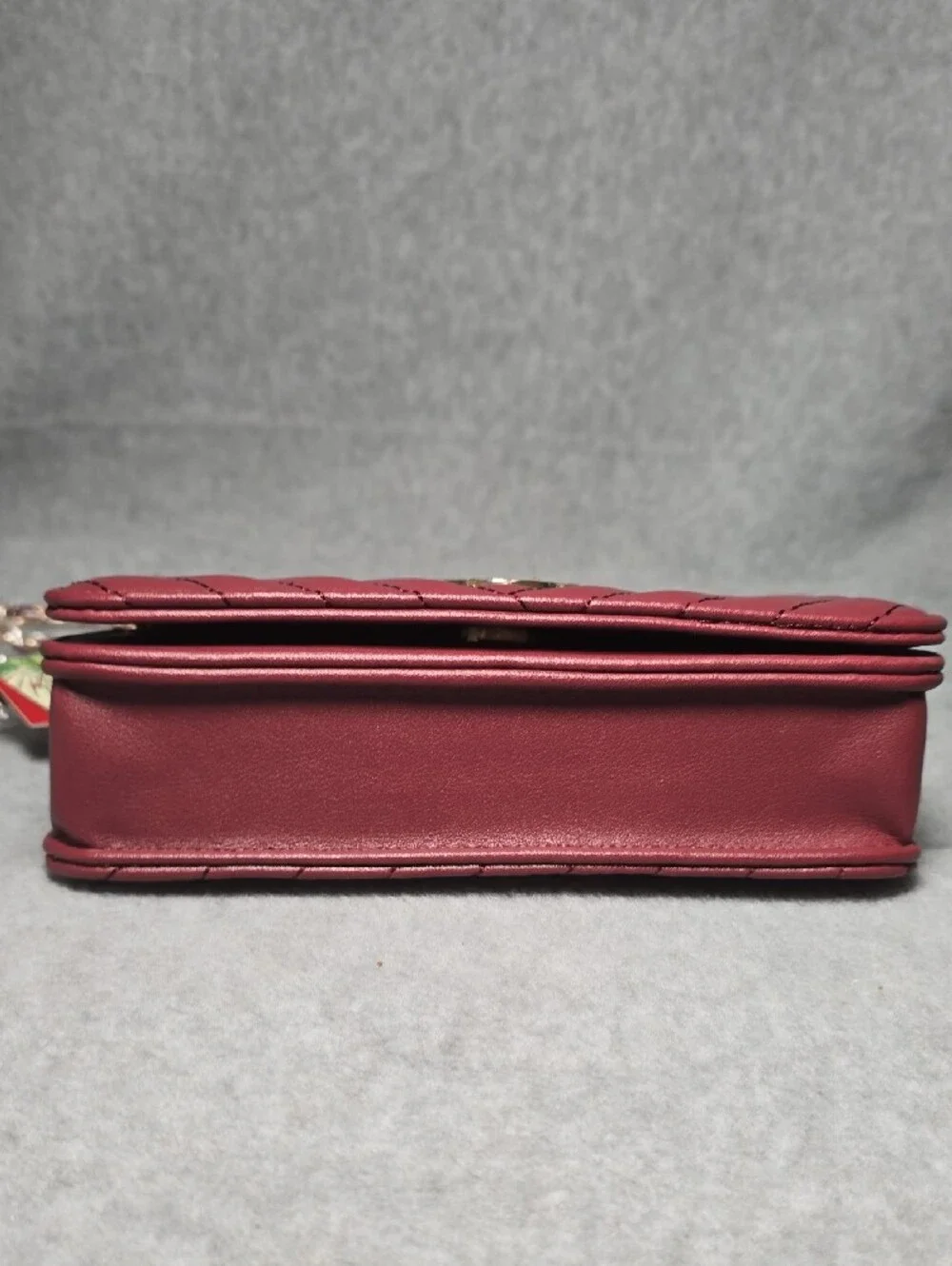 Quilted Wine Red Crossbody Bag with Gold Chain Detail